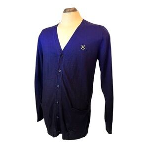 Kinfolk NY Ombré Blues High School End Fine Knit Wool Cardigan Button-up Sweater